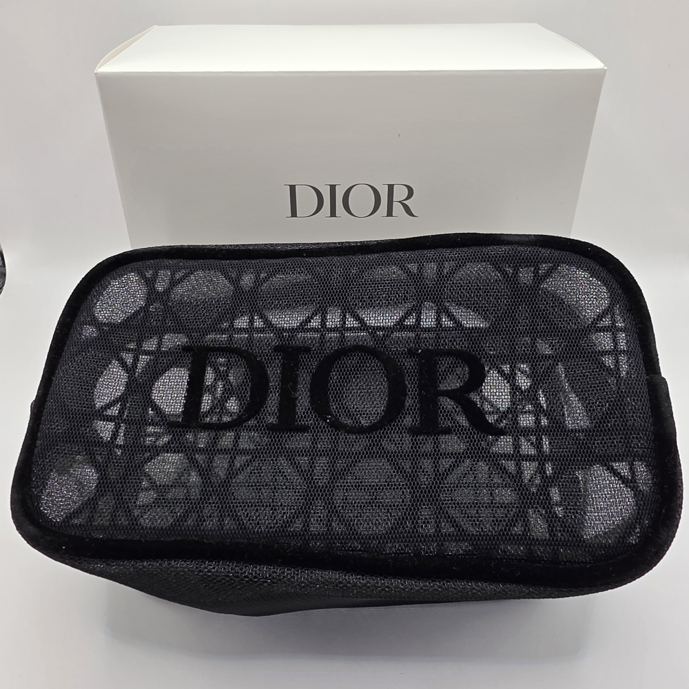 Dior Limited Edition Black Mesh Makeup Bag Pouch BNIB Authentic GWP